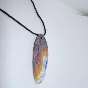 Rainbow Driftwood Handpainted Artisan Necklace